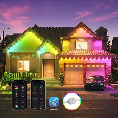 Smart Permanent Outdoor Eaves Decorative Christmas Lights with APP Control and PC Shell Glue