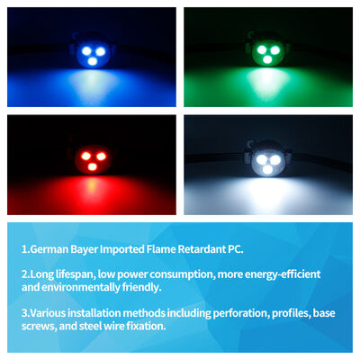 30mm 12V SMD3535 RGB IP67 Waterproof LED Point Light with 120° Beam Angle and DMX512 Control