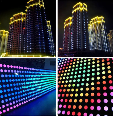 Multicolor LED Facade แสงกลางแจ้ง 10 ซม. พิกเซลโปรแกรม RGB ไฟสำหรับสวนสนุก