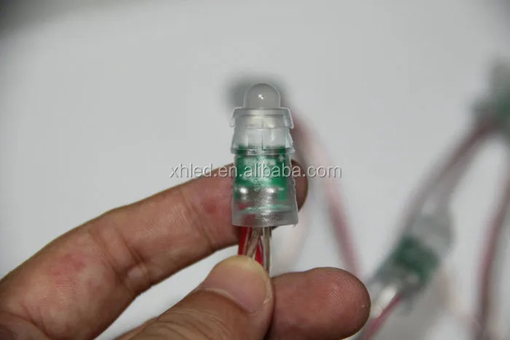 DC12V 0.2W IP67 LED Pixel Light สีเดียว 9 มม. สายไฟสำหรับต้นคริสต์มาส