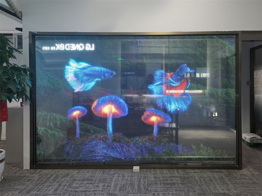 ขายร้อน ultra-thin color flexible LED transparent film screen สําหรับกระจกศูนย์การค้าหรือหน้าต่างร้านค้า