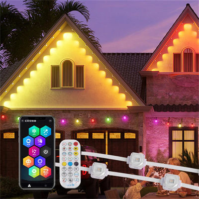 ไฟจุด LED IP67 ตลอดกาลคริสต์มาส Rgb การตกแต่งกลางแจ้ง Wifi Smart Eave String