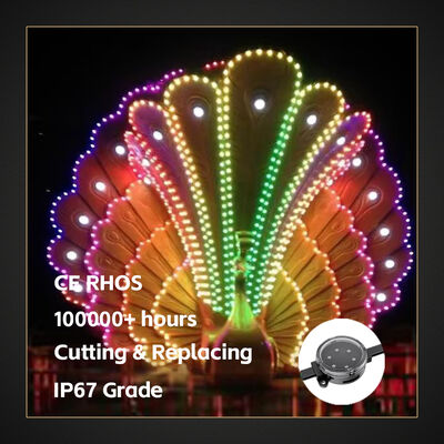 ไฟพิกเซลกันน้ำ IP67 LED ขนาด 40 มม. ไฟพิกเซลอัจฉริยะ ควบคุมได้ ตั้งโปรแกรมได้ ไฟ RGB ตกแต่งอาคาร สะพาน และภูมิทัศน์
