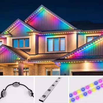 ไฟ LED RGB แบบพิกเซล AC48V ไฟวันหยุดถาวร 50 มม. IP67 โคมไฟจุดพร้อมรางอลูมิเนียม